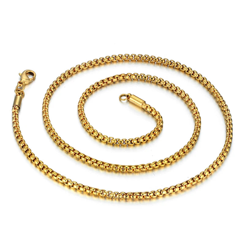 18" 22" 24" Long Necklace 3MM Wide Gold-color Punk Gold Chains for Elegant Women Chain Party Jewelry Necklaces for Women /Men