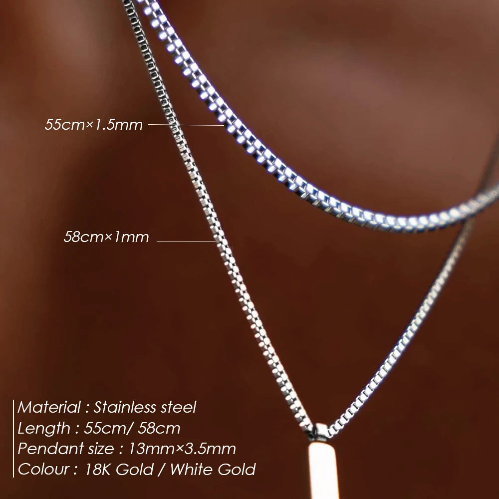 Double Box Chain Pendant Necklace