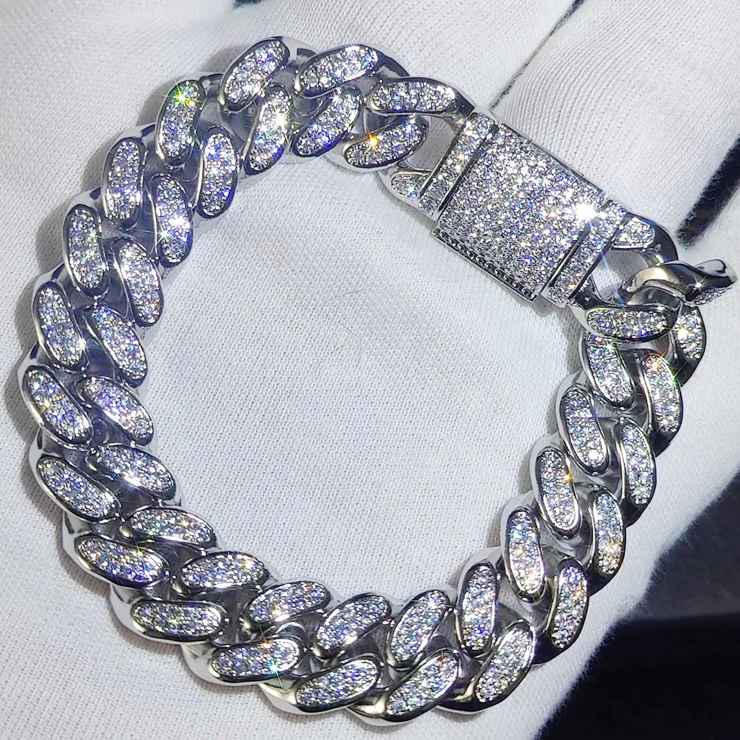 Cuban Link Bracelet Two Row Zircon