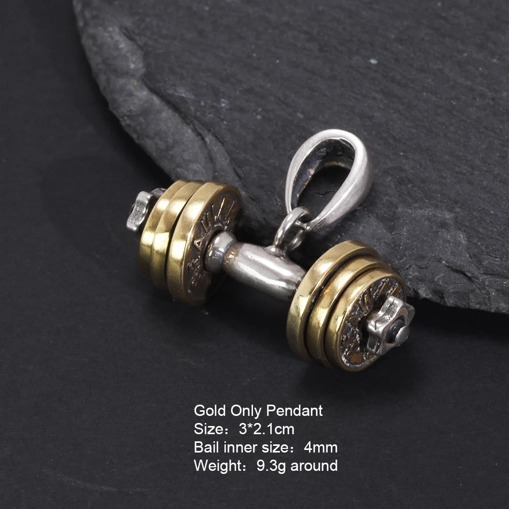 925 Sterling Silver Dumbbell Pendant Necklace
