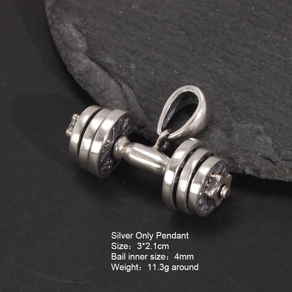 925 Sterling Silver Dumbbell Pendant Necklace