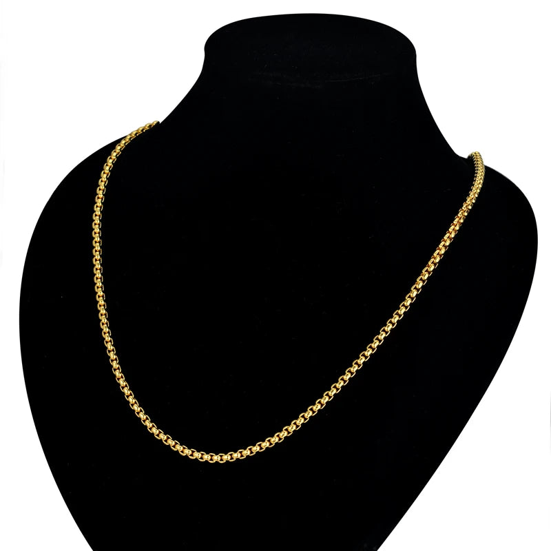 18" 22" 24" Long Necklace 3MM Wide Gold-color Punk Gold Chains for Elegant Women Chain Party Jewelry Necklaces for Women /Men