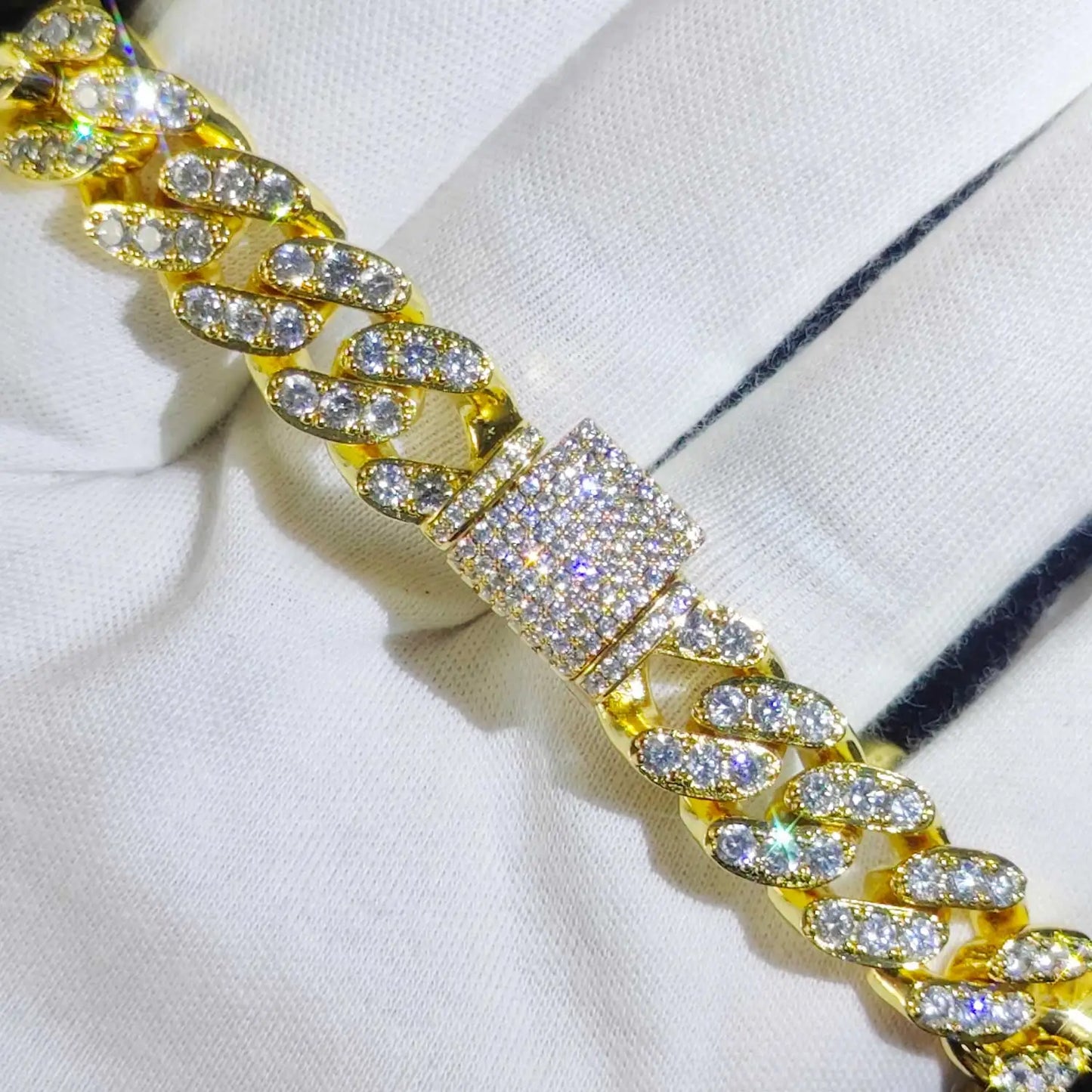 Cuban Link Bracelet Two Row Zircon