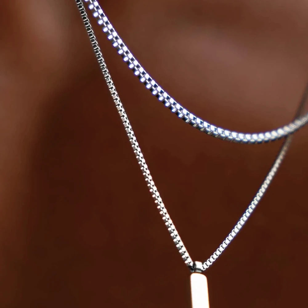 Double Box Chain Pendant Necklace
