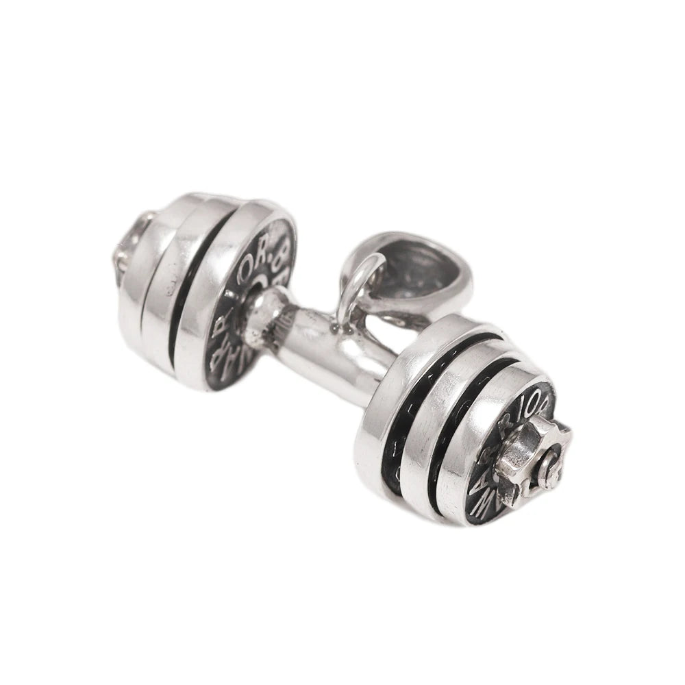 925 Sterling Silver Dumbbell Pendant Necklace