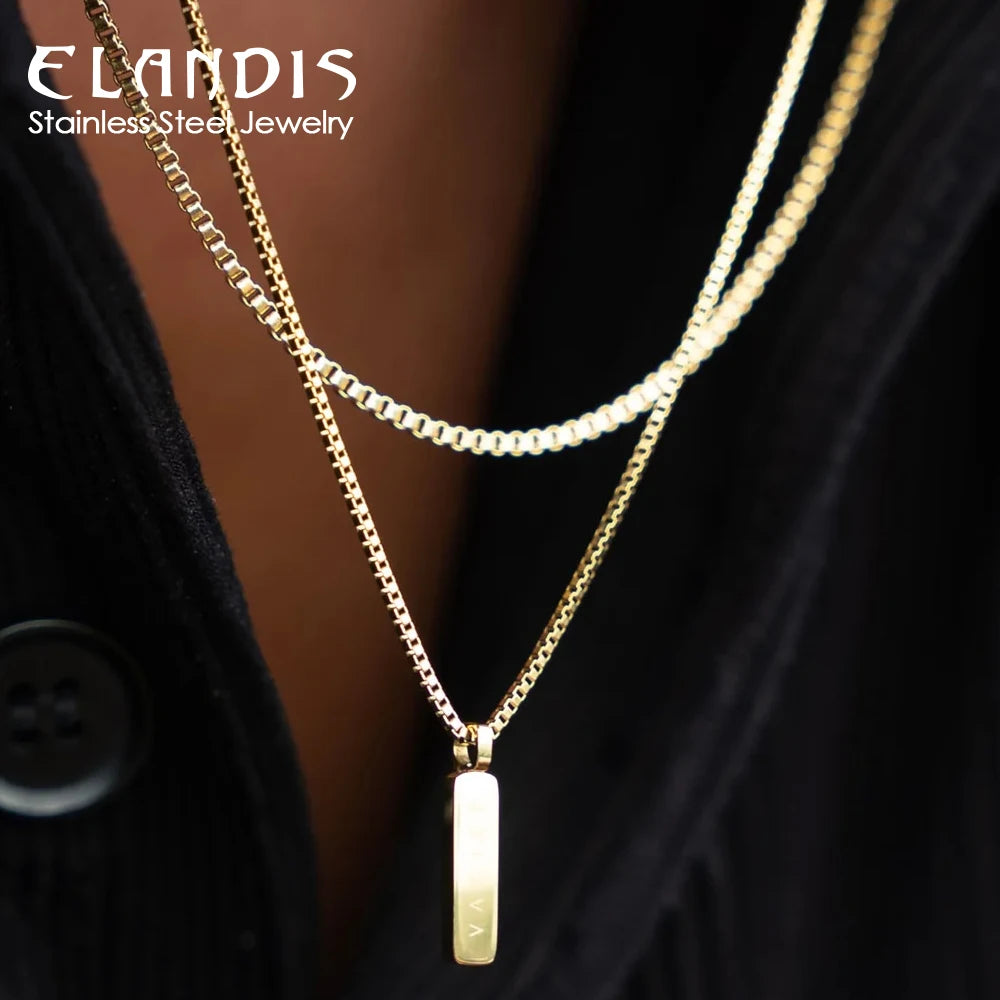 Double Box Chain Pendant Necklace