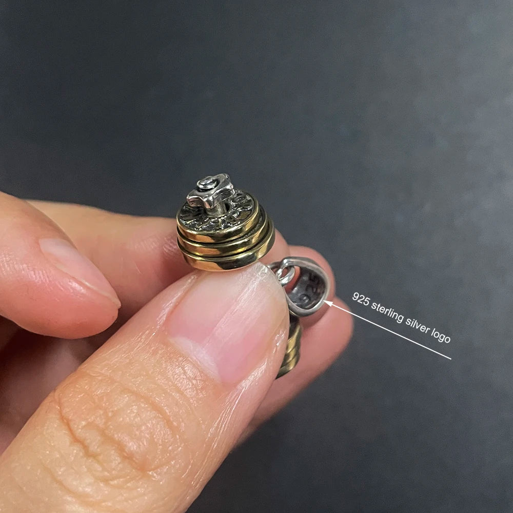 925 Sterling Silver Dumbbell Pendant Necklace