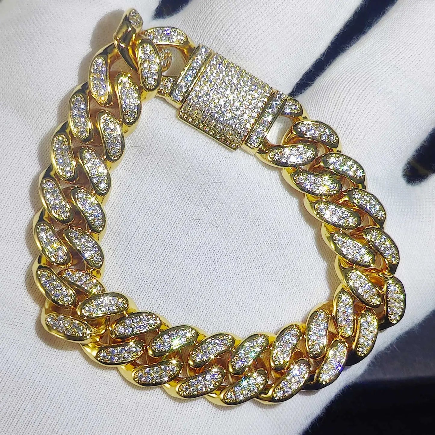 Cuban Link Bracelet Two Row Zircon