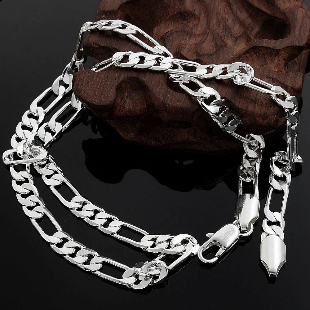 925 Sterling silver 18K gold Necklace 6MM sideways chain Nice noble for Men Women fashion Jewelrys Wedding party
