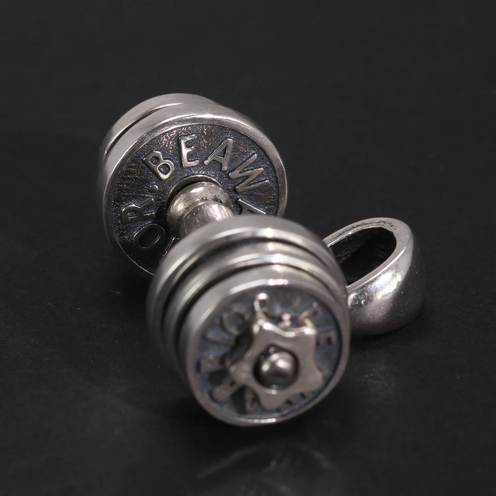 925 Sterling Silver Dumbbell Pendant Necklace