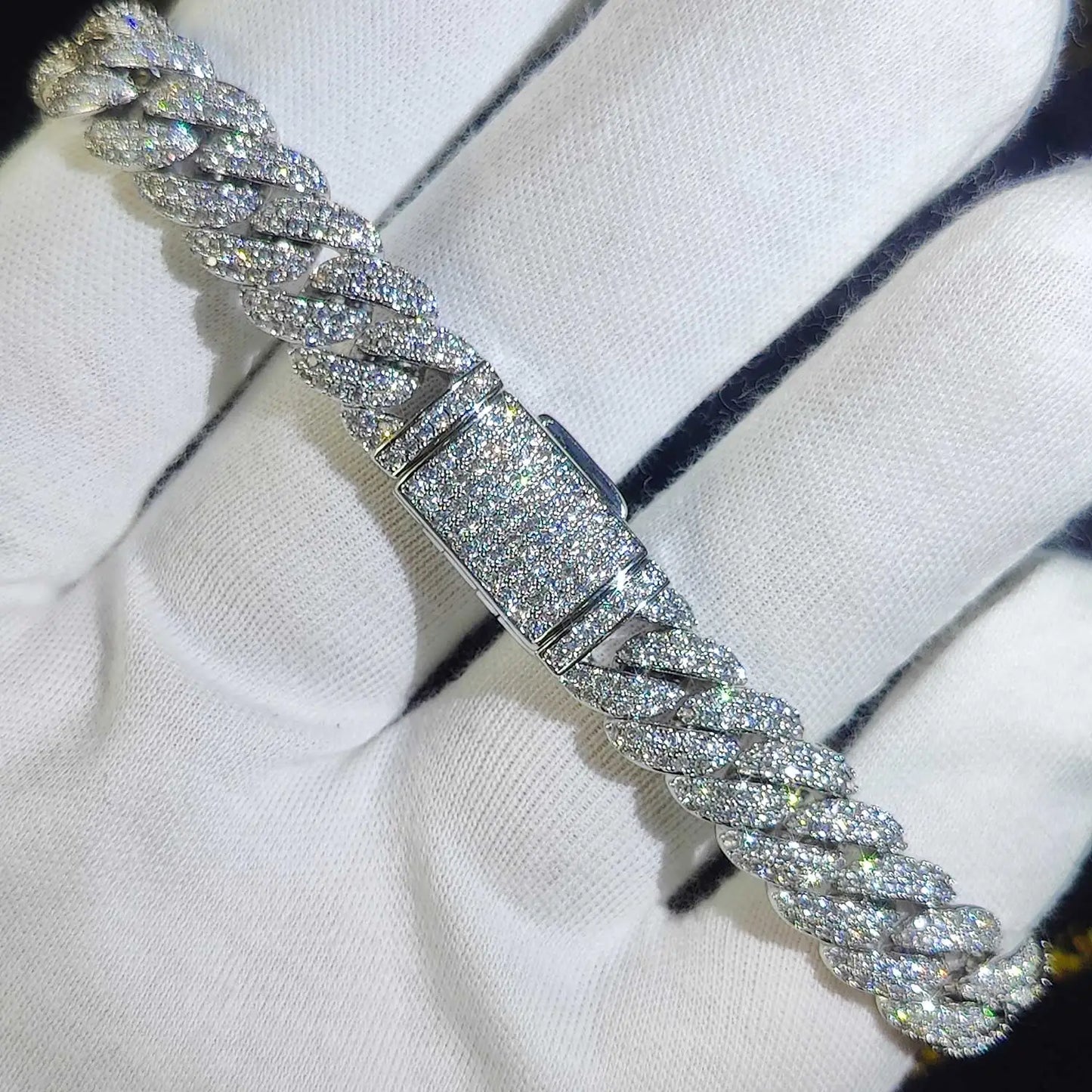 Cuban Link Bracelet Two Row Zircon
