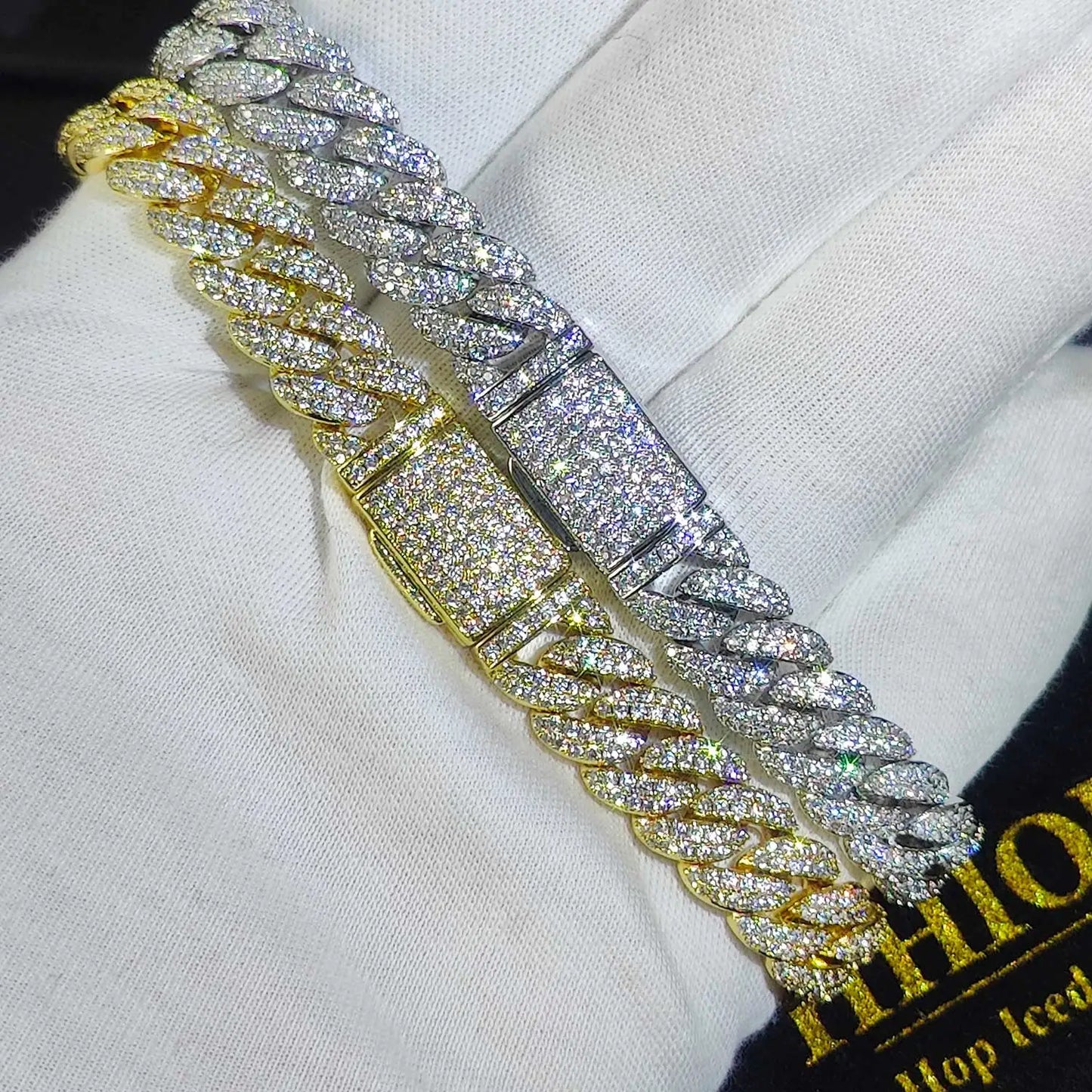 Cuban Link Bracelet Two Row Zircon