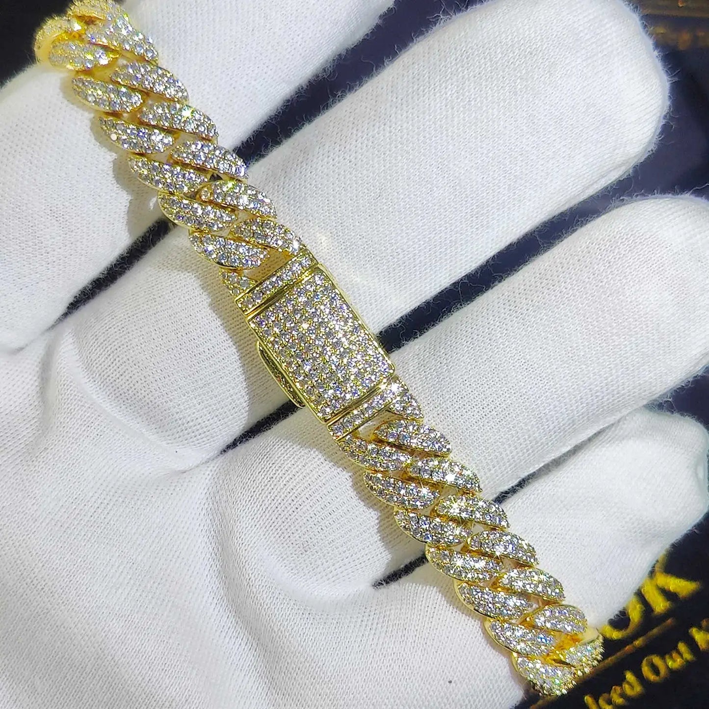 Cuban Link Bracelet Two Row Zircon