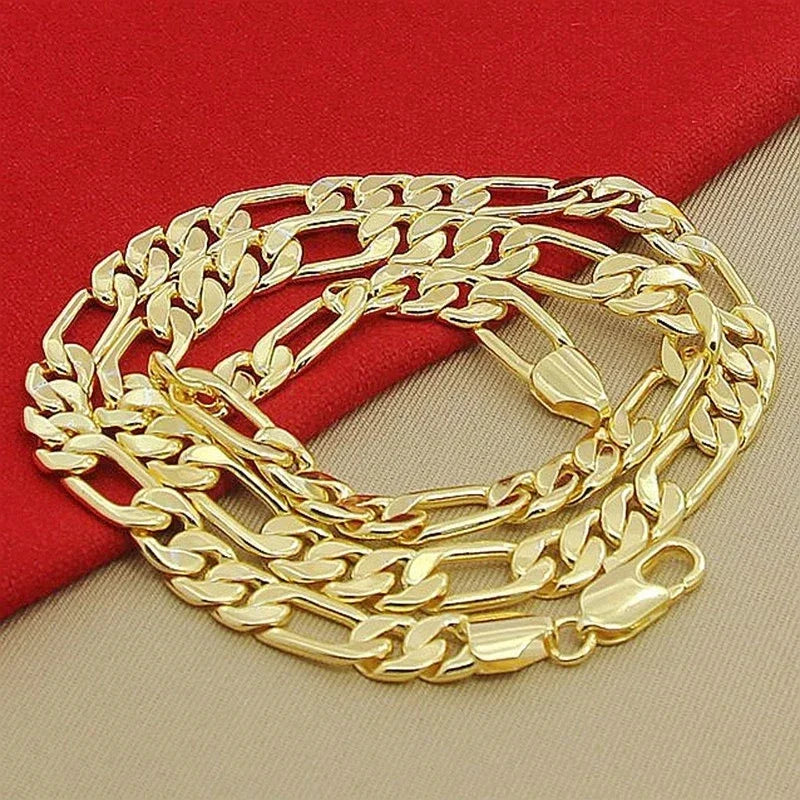 925 Sterling silver 18K gold Necklace 6MM sideways chain Nice noble for Men Women fashion Jewelrys Wedding party