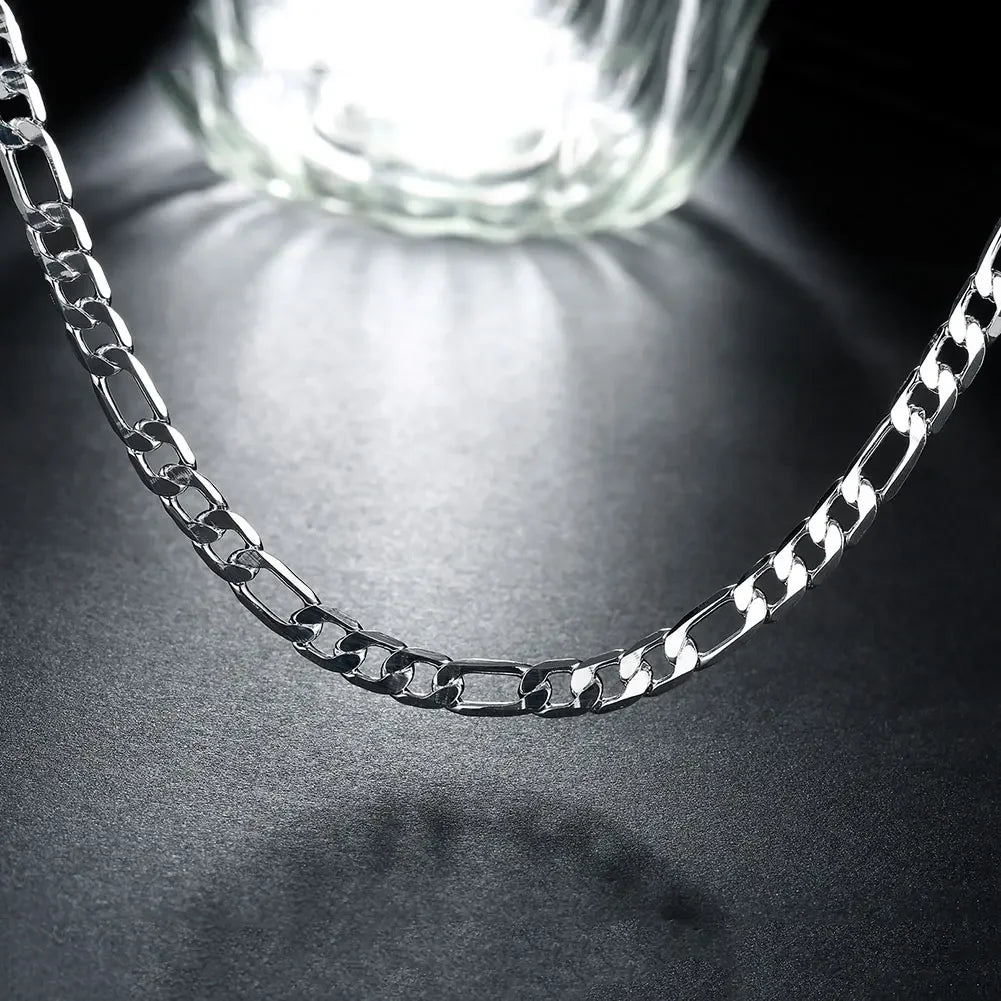 925 Sterling silver 18K gold Necklace 6MM sideways chain Nice noble for Men Women fashion Jewelrys Wedding party