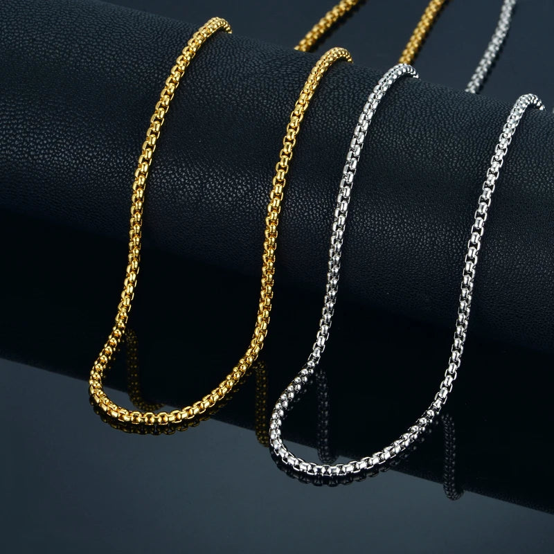 18" 22" 24" Long Necklace 3MM Wide Gold-color Punk Gold Chains for Elegant Women Chain Party Jewelry Necklaces for Women /Men