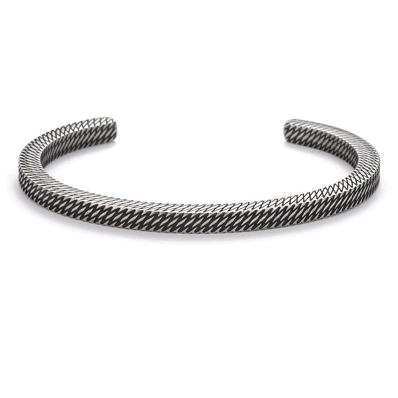 Men Fashion Vintage Casual Party Jewelry Gifts Silver Plated Trend Men Bracelet Simple Twist Braided Bangle Feather Bangle