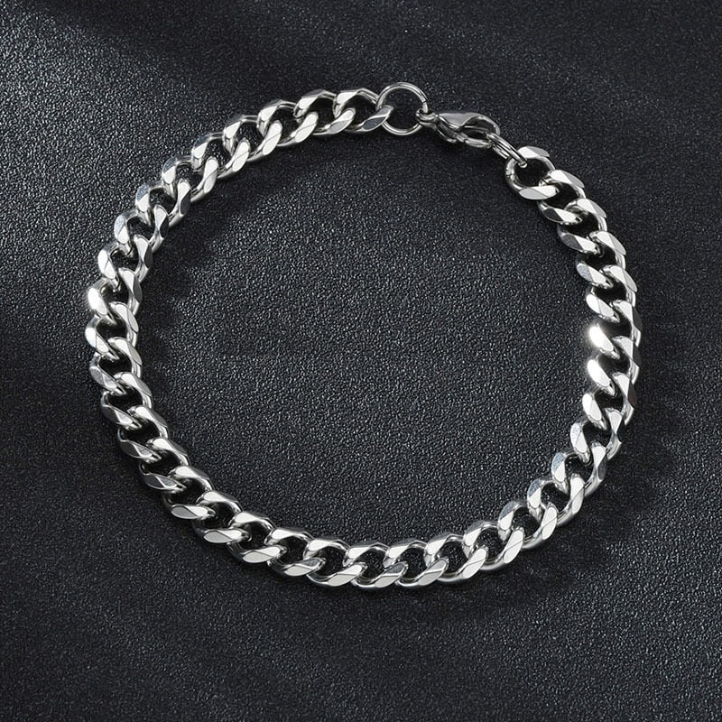 High Quality Stainless Steel Bracelets For Men Blank Color Punk Curb Cuban Link Chain Bracelets On the Hand Jewelry Gifts trend