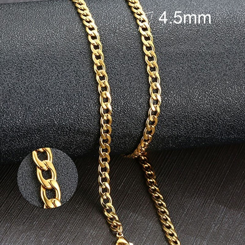 Vnox Men&#39;s Cuban Link Chain Necklace Stainless Steel Black Gold Color Male Choker colar Jewelry Gifts for Him