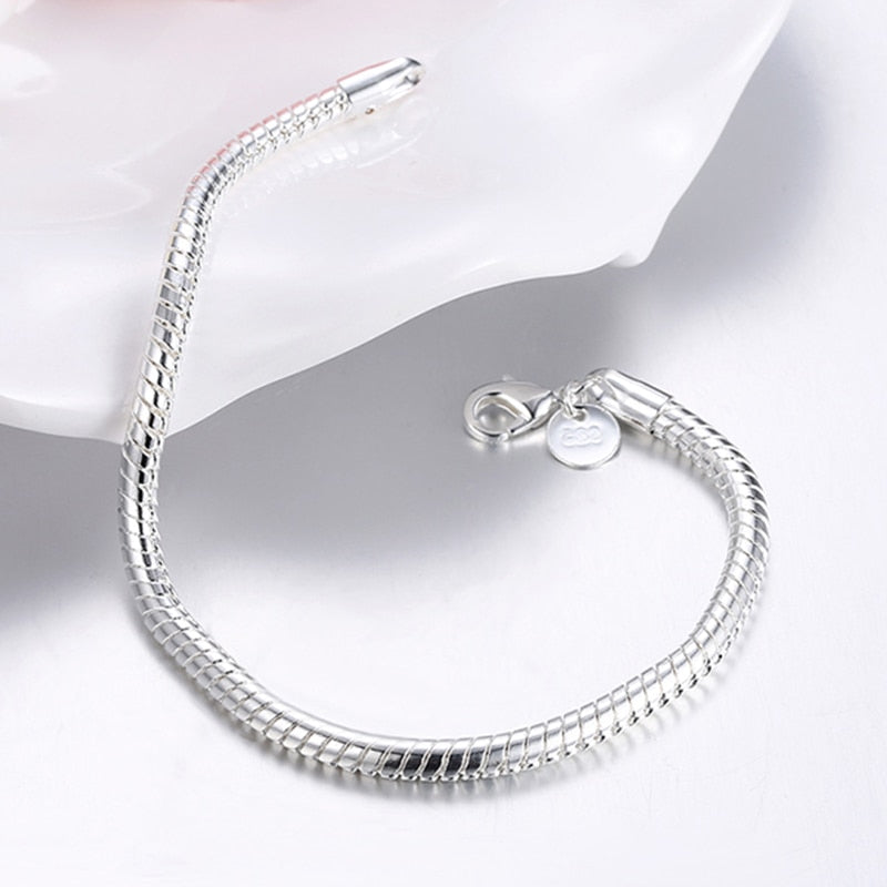 925 Silver 4MM Snake Chains Bracelets For Men